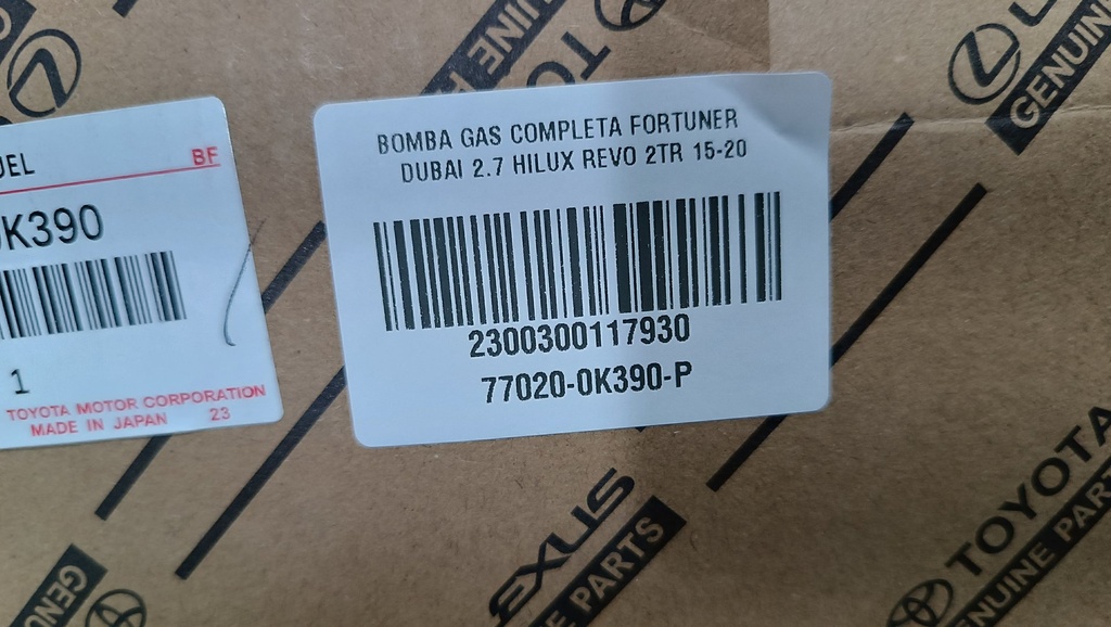 BOMBA GAS COMPLETA FORTUNER DUBAI 2.7 HILUX REVO 2TR 15-20 - Vista 6