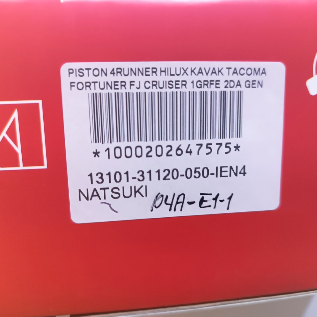 PISTON 4RUNNER HILUX KAVAK TACOMA FORTUNER FJ CRUISER 1GRFE 2DA GEN (020) (1.2X1.2X2 94MM) - Vista 7