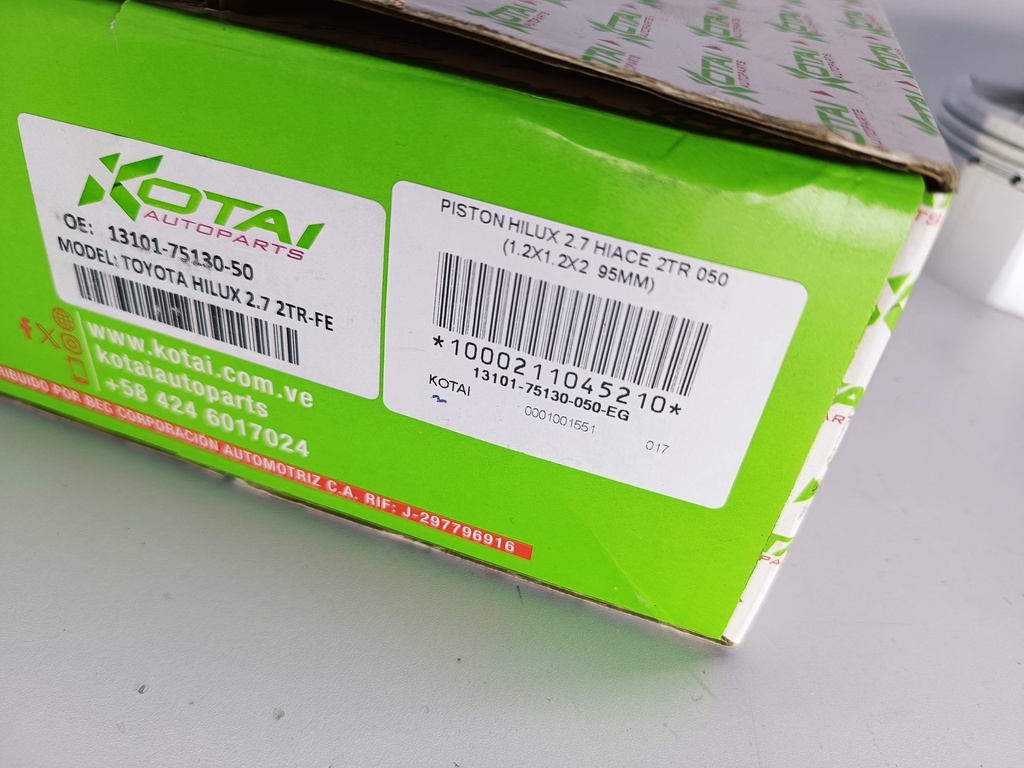 PISTON HILUX 2.7 HIACE 2TR 050 (1.2X1.2X2 95MM) - Vista 3