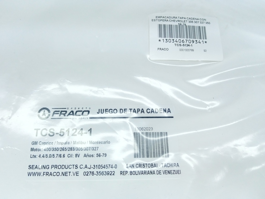EMPACADURA TAPA CADENA CON ESTOPERA CHEVROLET 305 307 327 350 56-79 - Vista 3